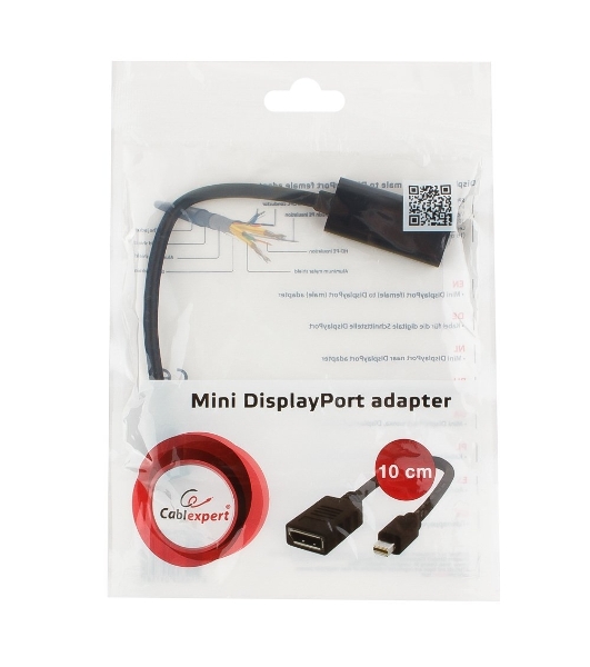 Переходник miniDisplayPort - DisplayPort, Cablexpert A-mDPM-DPF-001, 20M/20F, 16см, черный, пакет