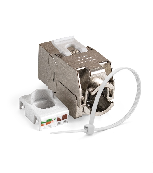 Модуль-вставка Keystone Jack RJ-45 ExeGate KJ-8P8C-SH-C6A-180-TL (Кат.6A, экранированная, 180 градусов, IDC Toolless (без инструмента))