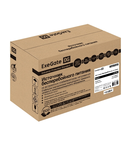 Источник бесперебойного питания ExeGate Power Smart ULB-1000.LCD.AVR.2SH 1000VA/550W, LCD, AVR, 2*Schuko, черный