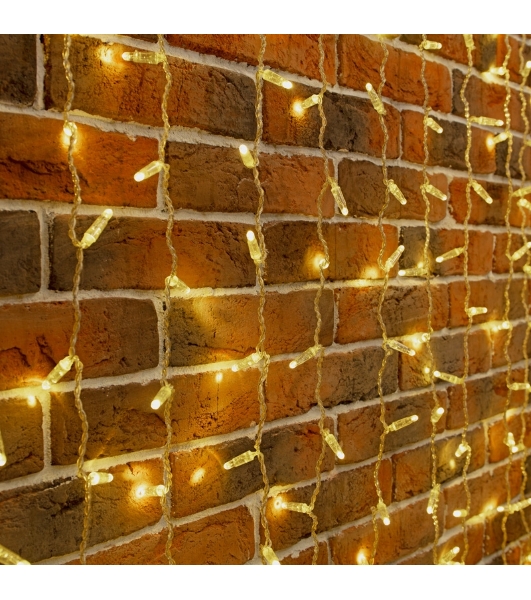 Гирлянда светодиодная Neon-night Занавес 2х9м 1200 LED теплый белый прозрачный ПВХ IP65 эффект мерцания соединяется 230В нужен блок 303-500-1
