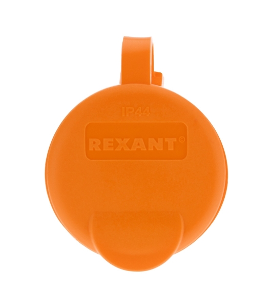 Розетка переносная влагозащищенная Rexant с крышкой, с/з, 16 А, IP44, каучук оранжевая