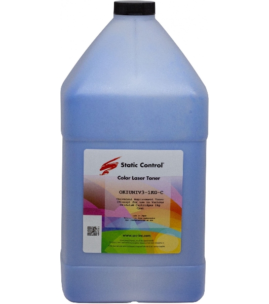 Тонер Static Control OKIUNIV3-1KG-C голубой флакон 1000гр. для принтера Oki C3300N/5500