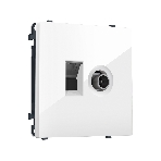 MS112510 Комплект механизма розетки компьютерной + TV оконечной SIGMA Белый глянец RJ-45 (8P8C) CAT6/50-870MHz 1dB с/ш QUANT PRO (SP1125, PR195), фото 1