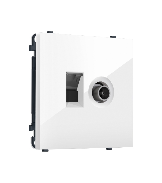 MS112510 Комплект механизма розетки компьютерной + TV оконечной SIGMA Белый глянец RJ-45 (8P8C) CAT6/50-870MHz 1dB с/ш QUANT PRO (SP1125, PR195)
