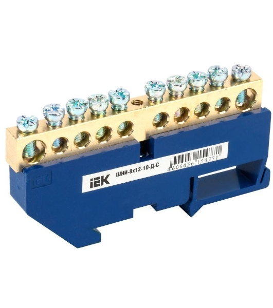 Шина нулевая на DIN-изол. ШНИ-8х12-10-Д-С IEK YNN10-812-10D-K07
