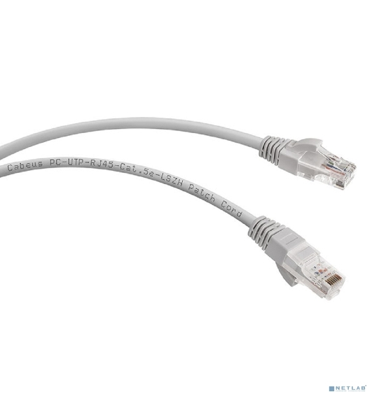 Шнур коммутационный Cabeus, Cat.5e, неэкр., U/UTP, RJ45/RJ45, LSZH, AWG24, 5м, серый