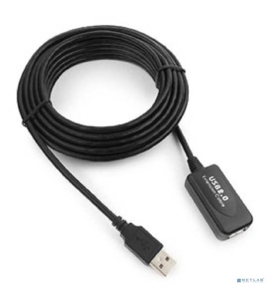Кабель Gembird USB 2.0 удлинительный, активный 4.8м AM/AF, черный
