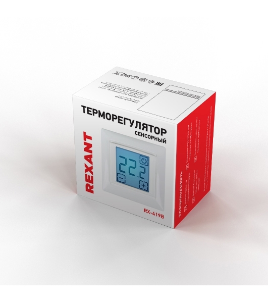 Терморегулятор сенсорный Rexant RX-419B, белый, совместим с Legrand серии Valena