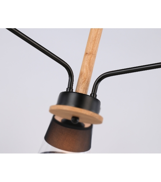 Светильник Ambrella light TR4740/3 BK/LW черный/светлое дерево E27/3 max 40W D760*350