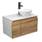 Комплект для ванной, 3 предмета (тумба Bau Dream Blackwood 80 + раковина на столешницу BAU Crystal 40х40, белая, смеситель высокий Hotel Black), фото 1