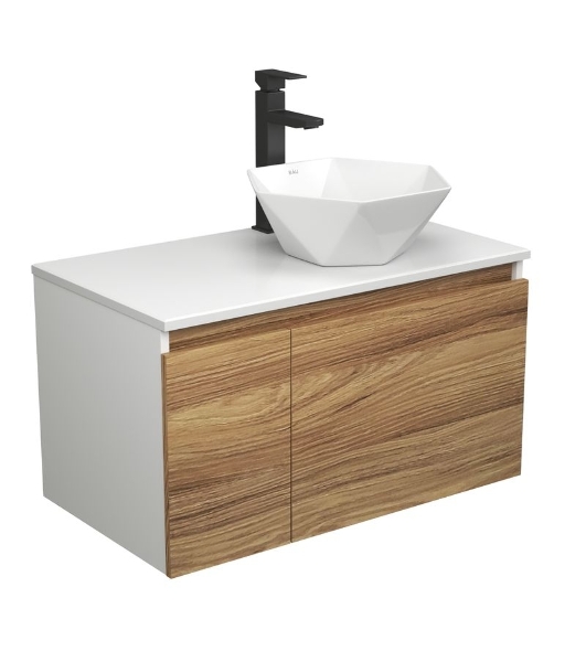 Комплект для ванной, 3 предмета (тумба Bau Dream Blackwood 80 + раковина на столешницу BAU Crystal 40х40, белая, смеситель высокий Hotel Black)