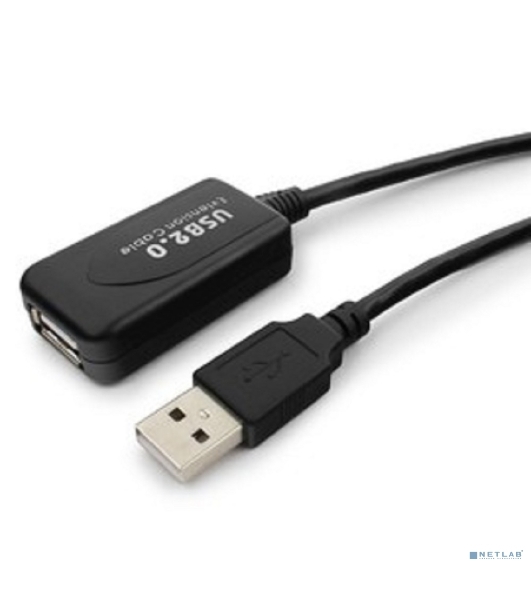 Кабель Gembird USB 2.0 удлинительный, активный 4.8м AM/AF, черный