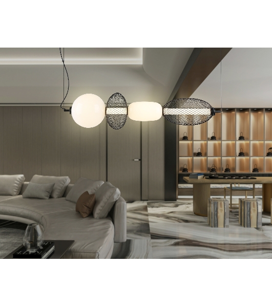 Подвесной светодиодный светильник Ambrella light LH11010 BK/FR черный/белый матовый 32W 3000K 915*220*220