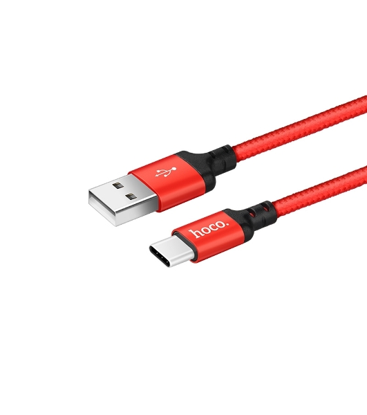 Кабель HOCO X14 USB 2.0, AM/Type-C M, черно-красный, 1м