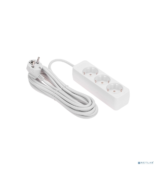 Удлинитель 3 гнезда, 5 м, 3х0,75 мм², с/з, белый PROconnect