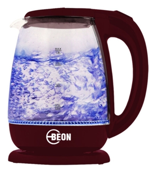 Электрочайник BEON BN-3046 бордовый, 1.8 л, 2200 Вт, скрытый нагревательный элемент