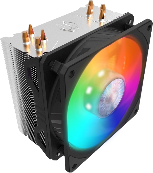 Кулер для процессора Cooler Master Hyper 212 ARGB черный, 120 мм, алюминий/медь, 1800 об/мин, 27 дБ, 4 pin, 150 Вт, 157 мм