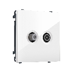 MS113310 Комплект механизма розетки TV оконечной + SAT SIGMA Белый глянец 5-862MHz 3.5dB/950-2150MHz 3.8dB QUANT PRO (SP1133, PR217), фото 1