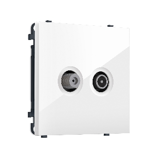 MS113310 Комплект механизма розетки TV оконечной + SAT SIGMA Белый глянец 5-862MHz 3.5dB/950-2150MHz 3.8dB QUANT PRO (SP1133, PR217)