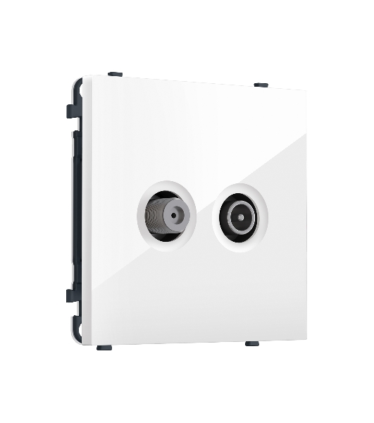 MS113310 Комплект механизма розетки TV оконечной + SAT SIGMA Белый глянец 5-862MHz 3.5dB/950-2150MHz 3.8dB QUANT PRO (SP1133, PR217)