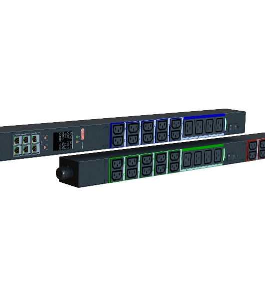 Блок распределения питания Elemy IPDU-5936 верт.размещ. 12xC19 30xC13 с мониторингом 3x16A IEC 60309 2.4м