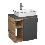Тумба Bau Dream Blackwood 60 правая, графит, раковина BAU Hotel Black Rand 48х37, смеситель для раковины высокий Hotel Still, нержавеющая сталь, фото7