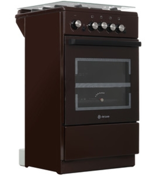 Плита газовая De Luxe 5040.32Г (КР) ЧР 014 коричневый, конфорок 4 шт, духовка 46 л, 50 см x 85 см x 50 см