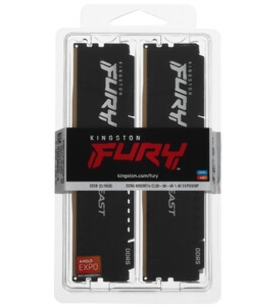 Оперативная память Kingston Fury Beast, DDR5, 32GB (1x32 GB), 6000 MHz, CL36, DIMM, радиатор, черный