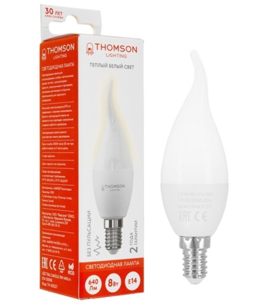Лампа cветодиодная LED Thomson TH-B2098 E27, груша, 5Вт, 4000К, белый нейтральный, 1 шт.