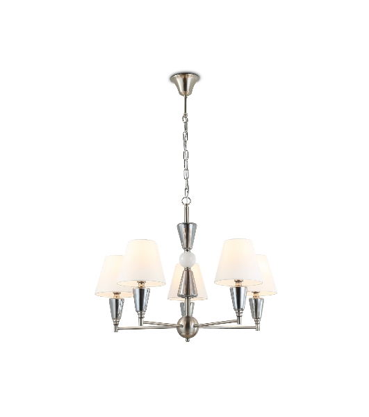 Люстра Ambrella light LH75253/5 SN/FR сатин никель/белый матовый E14*5 max 40W D700*510