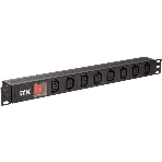Блок розеток 8 мест PDU 19дюймов IEC320 C13 PH12-8C133 с LED выкл. алюм. профиль1U вход C14 без шнура ITK PH12-8C133, фото3