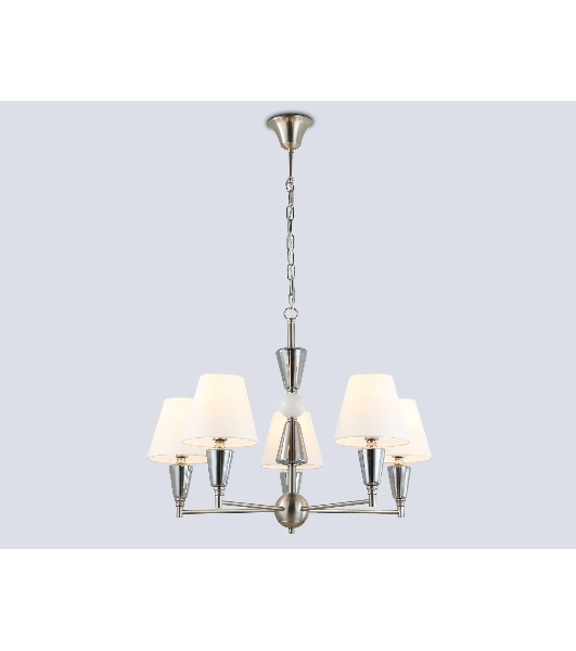 Люстра Ambrella light LH75253/5 SN/FR сатин никель/белый матовый E14*5 max 40W D700*510