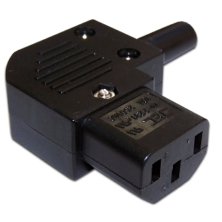 Вилка IEC 60320 C13, 10A, 250V, угловая, разборная, черная