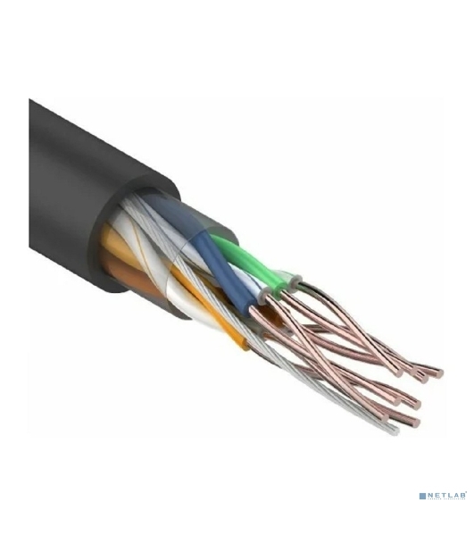 Кабель UTP Rexant 4PR 24AWG, CU (медь), cat.5e, 100 МГц, PE, черный, OUTDOOR, бухта 25 м