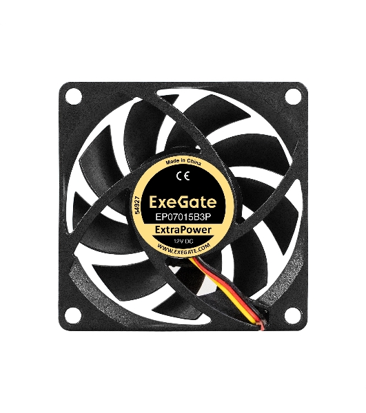 Вентилятор для корпуса ExeGate ExtraPower EP07015B3P черный, 70 мм, 3100 об/мин, 28 дБ, 3 pin