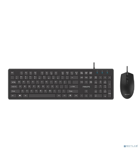 Комплект клавиатура+мышь Philips SPT6264 проводной, USB, 1200 DPI, чёрный
