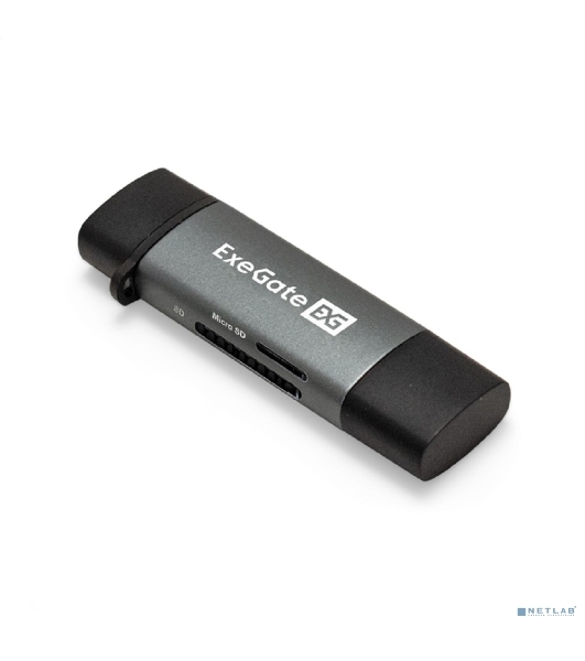 Кард-ридер ExeGate CR-201CA/серый/SDXC/SDHC/SD/microSDXC/microSDHC/microSD/USB Type-A/Type-C/алюминий