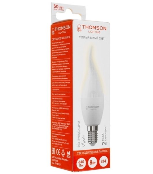 Лампа cветодиодная LED Thomson TH-B2098 E27, груша, 5Вт, 4000К, белый нейтральный, 1 шт.