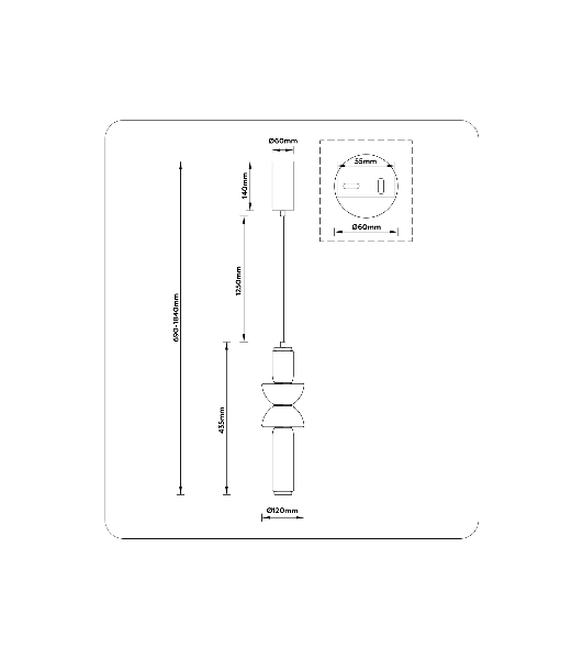 Подвесной светодиодный светильник Ambrella light LH11021 BK/SM черный/дымчатый 17W 3000K D120*435