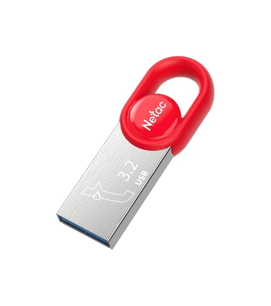 Флешка USB Netac UM2 (NT03UM2N-032G-32RE), 32Gb, USB 3.0, R/W 130/50, серебристый/красный
