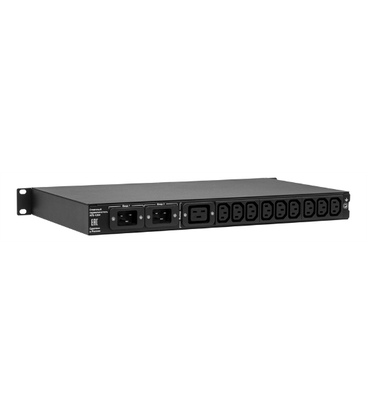 Автоматический ввод резерва ELEMY RACK ATS, 1U, 220В, 16А, OLED, Ethernet, in (2) C20, out (1) C19 (9) C13