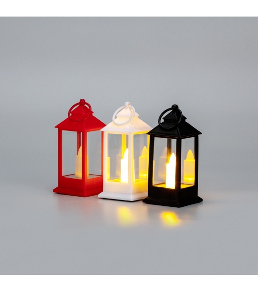 Фонарь декоративный Neon-night (фигура) со свечкой 5,5х5,5х12,5 см, цвет корпуса белый/красный/черный, цвет свечения теплый белый, питание 3xLR1130 (в комплекте)