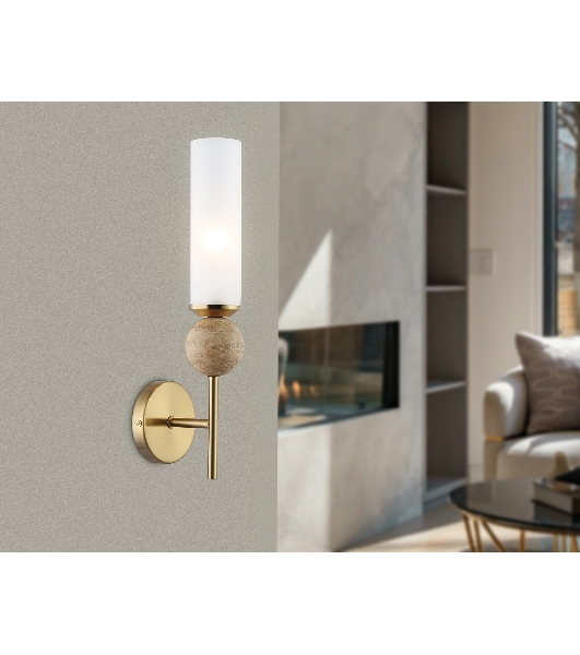 Настенный светильник Ambrella light LH53254 BS/FR латунь/белый матовый E14 max 40W 110*100*400