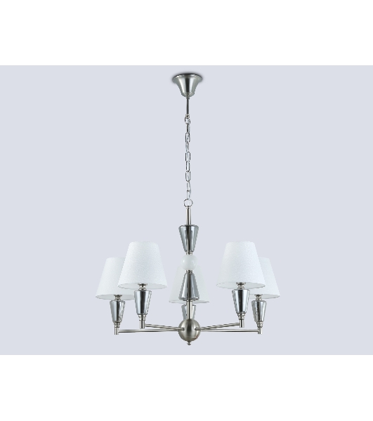 Люстра Ambrella light LH75253/5 SN/FR сатин никель/белый матовый E14*5 max 40W D700*510