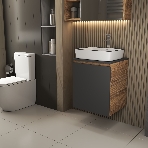 Тумба Bau Dream Blackwood 50 графит, раковина BAU Hotel Black Rand 48х37, смеситель для раковины высокий Hotel Still, нержавеющая сталь, фото5