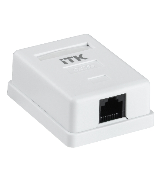 Настенная информационная розетка RJ45 8P8C, кат.5Е, UTP, 1-порт, белая 