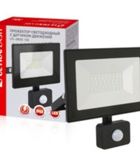 Прожектор Ultraflash LFL-3002S C02 черный (LED прожектор с датчиком, 30 Вт, 230В, 6500К)