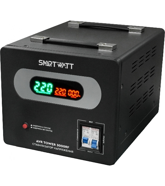 Напольный стабилизатор напряжения SMARTWATT AVR TOWER 3000RF (140W - 260W, 3000VA, 3 кВт, 50-60 Гц, LED-дисплей, релейны