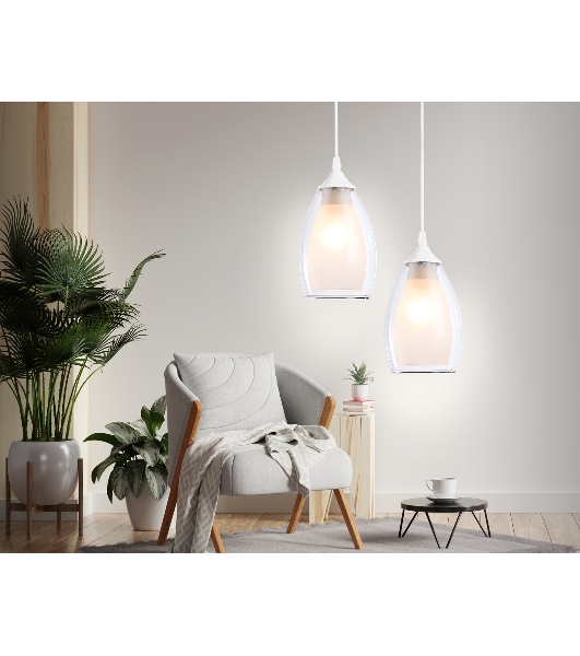 Светильник Ambrella light TR3534 WH/CL/FR белый/прозрачный/белый матовый E27 max 40W D120*800