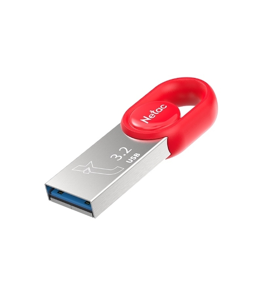 Флешка USB Netac UM2 (NT03UM2N-032G-32RE), 32Gb, USB 3.0, R/W 130/50, серебристый/красный
